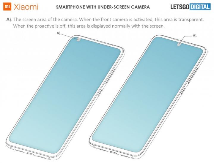 Xiaomi запатентовала две версии дизайна смартфона с камерой под дисплеем (схема)