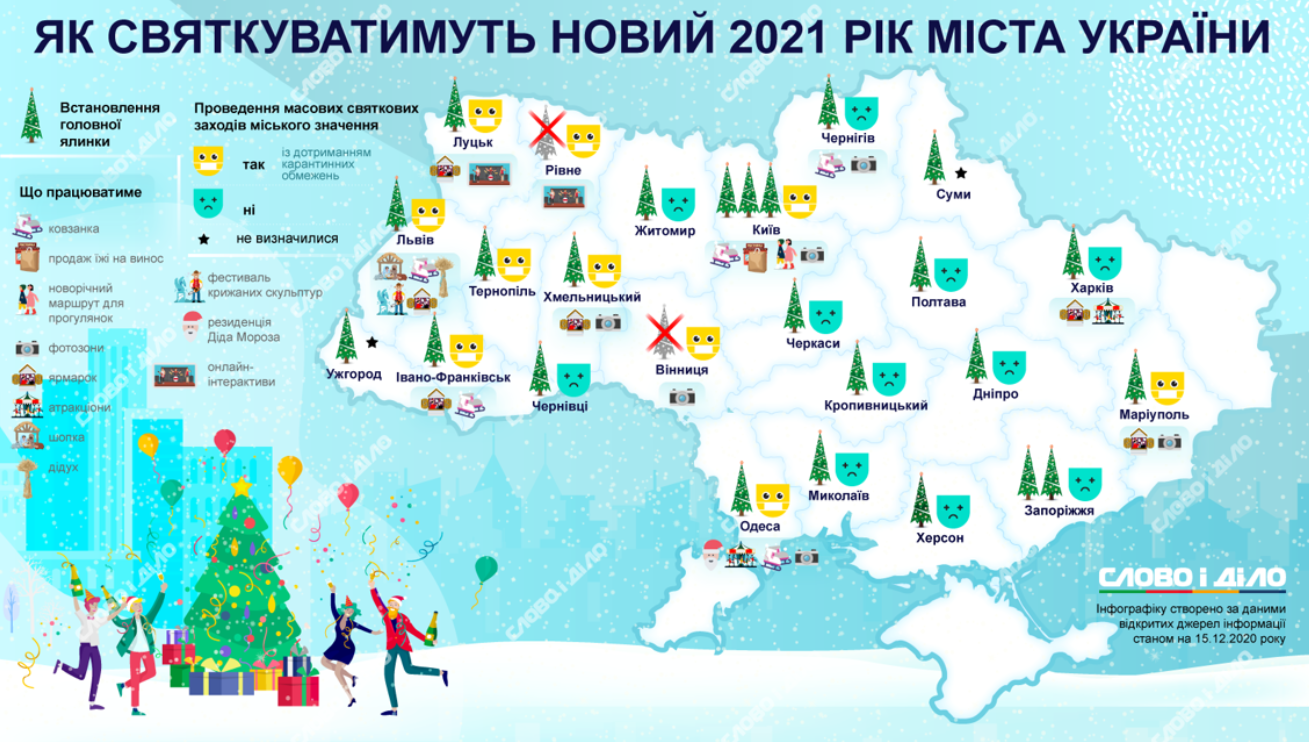 Как будут праздновать Новый год и Рождество в городах Украины